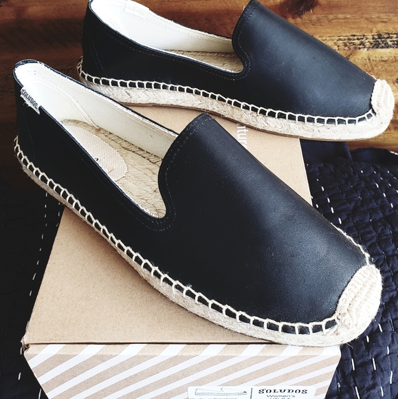 Soludos Shoes - Soludos Black Leather Platform Espadrille NWT